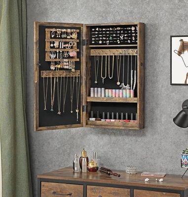 Environmental Wall/Door Mounted Jewelry Armoire with Full-Length Mirror and 6 LEDs