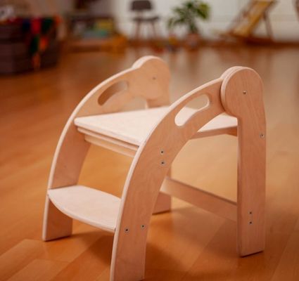 Customized Logo Wooden Step Stool for Kids Foldable Toddler Stool Montessori Design