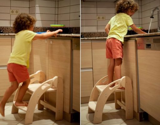 Customized Logo Wooden Step Stool for Kids Foldable Toddler Stool Montessori Design
