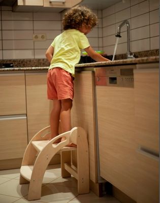 Customized Logo Wooden Step Stool for Kids Foldable Toddler Stool Montessori Design