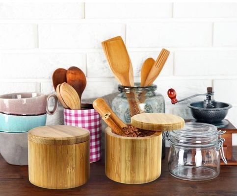 120ml Glass Spice Jars with Bamboo Lids Natural and Space-Saving Storage Solution