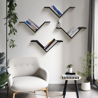 Rectangle Wall Mounted Desktop Bookshelf Set of 2 Sumgar Book Shelves On Walls for Bedroom