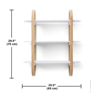 White-Natural Floating Hanging Shelves for Wall Decoration in Dining Room Display