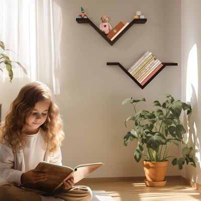 Rectangle Wall Mounted Desktop Bookshelf Set of 2 Sumgar Book Shelves On Walls for Bedroom