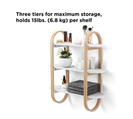 White-Natural Floating Hanging Shelves for Wall Decoration in Dining Room Display