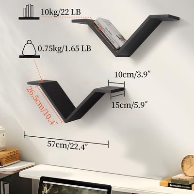 Rectangle Wall Mounted Desktop Bookshelf Set of 2 Sumgar Book Shelves On Walls for Bedroom