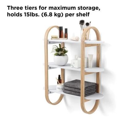 White-Natural Floating Hanging Shelves for Wall Decoration in Dining Room Display