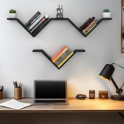 Rectangle Wall Mounted Desktop Bookshelf Set of 2 Sumgar Book Shelves On Walls for Bedroom