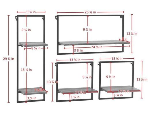 Custom Service Pine Wood Color Floating Hanging Wall Iron Shelves for Bedroom Display