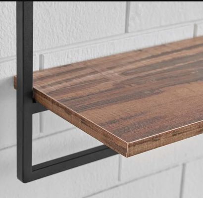 Custom Service Pine Wood Color Floating Hanging Wall Iron Shelves for Bedroom Display