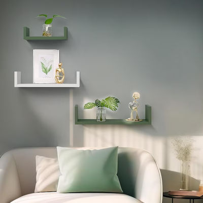 White and Green Wall Storage U Shaped Floating Shelves for Microwave Oven