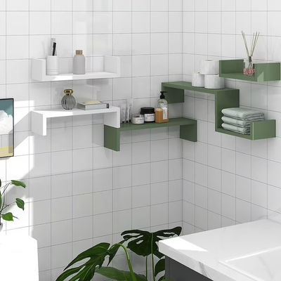 White and Green Wall Storage U Shaped Floating Shelves for Microwave Oven