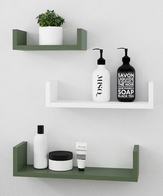 White and Green Wall Storage U Shaped Floating Shelves for Microwave Oven