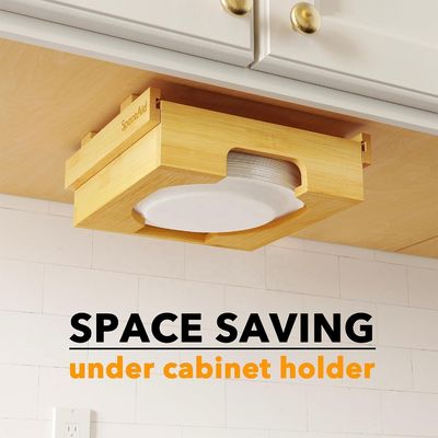 Solid Wood Structure Bamboo Wooden Paper Plate Holder Dispenser with Glossy Lamination