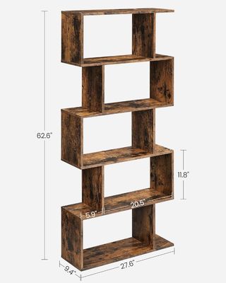 Solid Wood 5-Tier Bookshelf Bookcases 70 x 24 x 159 cm Rustic Brown for Living Home Decor