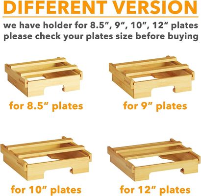 Solid Wood Structure Bamboo Wooden Paper Plate Holder Dispenser with Glossy Lamination