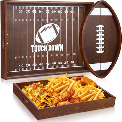 Football Birthday Party Wooden Plates WoodShaped Oval Platter for Home Hotel Restaurant