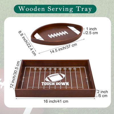Football Birthday Party Wooden Plates WoodShaped Oval Platter for Home Hotel Restaurant