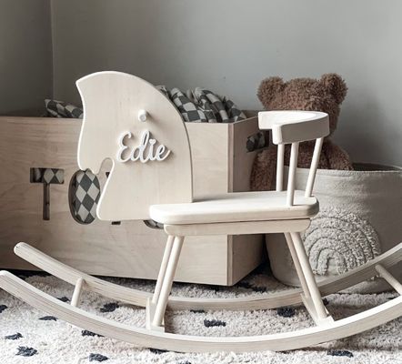 Home Office Personalised Wooden Rocking Horse Toy Wooden Horse Montessori Rocker Horse Swing