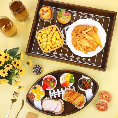 Football Birthday Party Wooden Plates WoodShaped Oval Platter for Home Hotel Restaurant