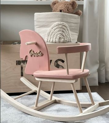 Home Office Personalised Wooden Rocking Horse Toy Wooden Horse Montessori Rocker Horse Swing
