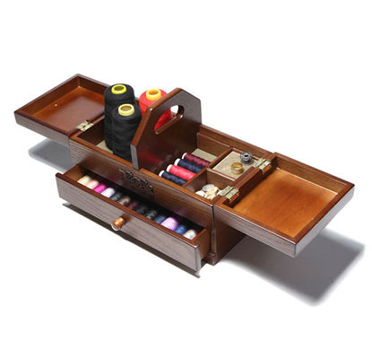 Sewing Kit Box Natural Color Storage Wooden Handmade Adjustable 5 Days Custom Pine