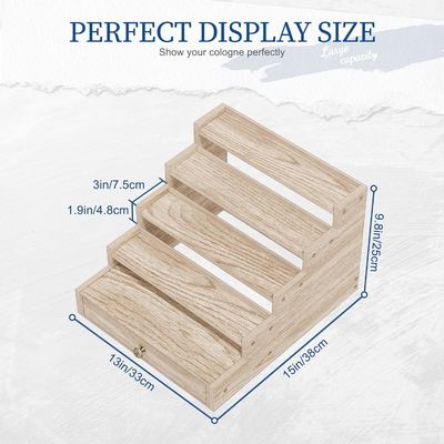 Varnishing Wooden Cologne Stand Rack Display Risers Shelf with Drawer Storage TIMBER