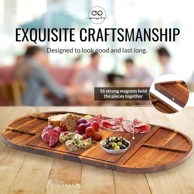 All-Season Wood Round Cheese Board Set Unique Wooden Charcuterie Boards Extra Large Cheese Tray
