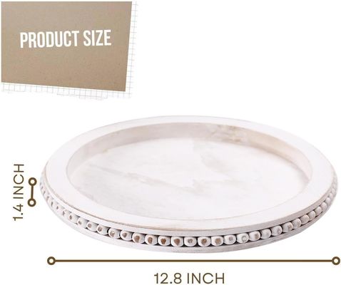 Customized Wooden Decorative Tray with Beaded Whitewashed Design Free Sample Offered