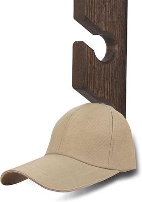 Wall-Mounted Wooden Baseball Cap Display and Storage Rack with Silk-screen Printing