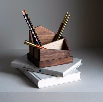 Tools Black Walnut Pen Holder Multifunctional Wood Pencil Stand with Irregular Shape
