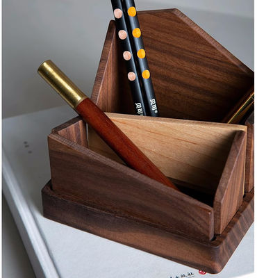 Tools Black Walnut Pen Holder Multifunctional Wood Pencil Stand with Irregular Shape