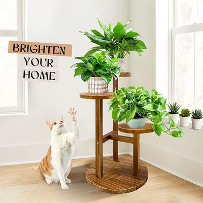 Customized Logo Wooden Plant Stand for Indoor Pine Wood Garden Plant and Tiered Stand