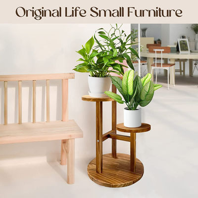 Customized Logo Wooden Plant Stand for Indoor Pine Wood Garden Plant and Tiered Stand