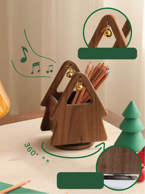 Stylish Wooden Christmas Tree Shaped Desktop Organizer for Office Supplies and Tools