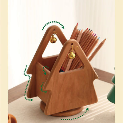 Stylish Wooden Christmas Tree Shaped Desktop Organizer for Office Supplies and Tools