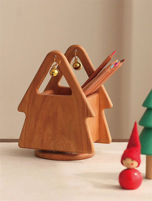 Stylish Wooden Christmas Tree Shaped Desktop Organizer for Office Supplies and Tools