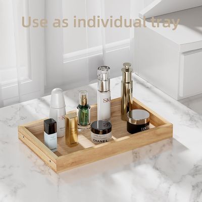 Non-folding Rack Makeup Perfume Organizer with Wooden Tray and Acrylic Cosmetics Shelf