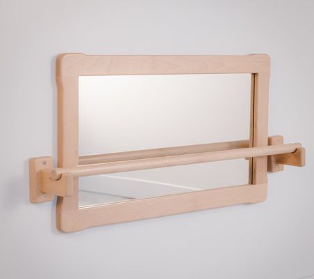Montessori Big Mirror and Long Pull Up Wooden Bar Save Space for Chinese Year Occasion