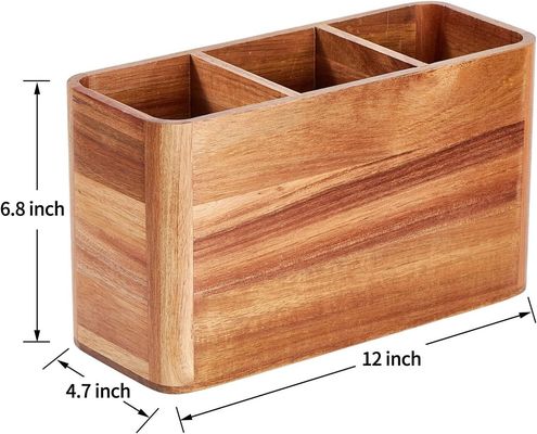 Countertop Large Acacia Wooden Utensil Holder for Kitchen Printing Handling laser engrave