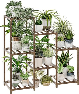 3 Tiers Ladder Multiple Plant Holder Wood Plant Rack for Living Room Patio Boho Home Decor
