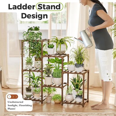 3 Tiers Ladder Multiple Plant Holder Wood Plant Rack for Living Room Patio Boho Home Decor