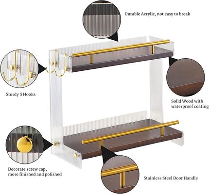 Wooden Bathroom Vanity Countertop Organizer for Cosmetics and Skincare 2 Tier Dresser
