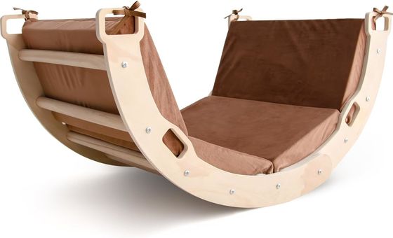 Montessori Wooden Arch Climber Kids Climbing Toy with Cushion and Rocking Design