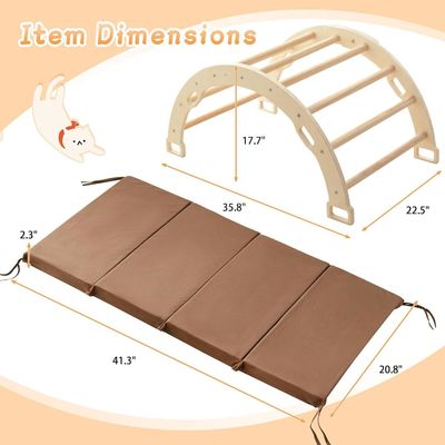Montessori Wooden Arch Climber Kids Climbing Toy with Cushion and Rocking Design