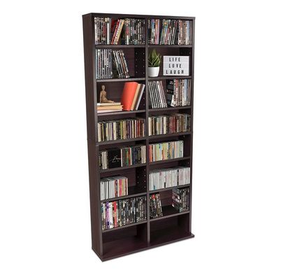 Customized 12 Adjustable Shelves And 4 Fixed Shelves Media Cabinet In Pine Wood Color