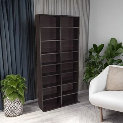 Customized 12 Adjustable Shelves And 4 Fixed Shelves Media Cabinet In Pine Wood Color
