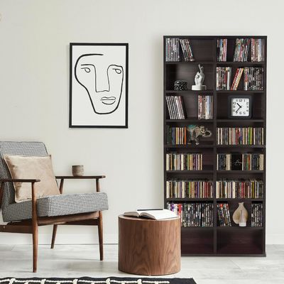 Customized 12 Adjustable Shelves And 4 Fixed Shelves Media Cabinet In Pine Wood Color