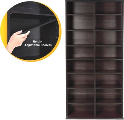 Customized 12 Adjustable Shelves And 4 Fixed Shelves Media Cabinet In Pine Wood Color