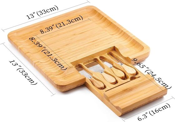 Rectangle Bamboo Cheese Platter and Knife Set for Commercial Buyers Gifts Stores